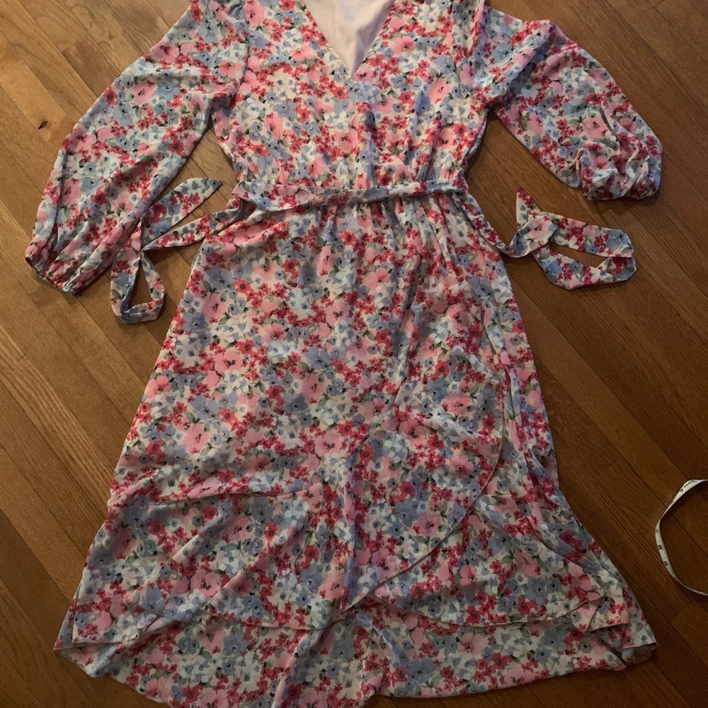 Floral Pink and Blue Kids Dress
